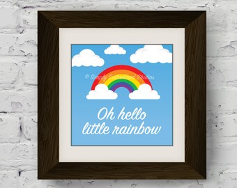 Oh Hello Little Rainbow, Rainbow Nursery Decor, Wall Art, Baby Gift, Nursery Art, Downloadable Print, Rainbow Baby, Nursery, Rainbow,Miracle