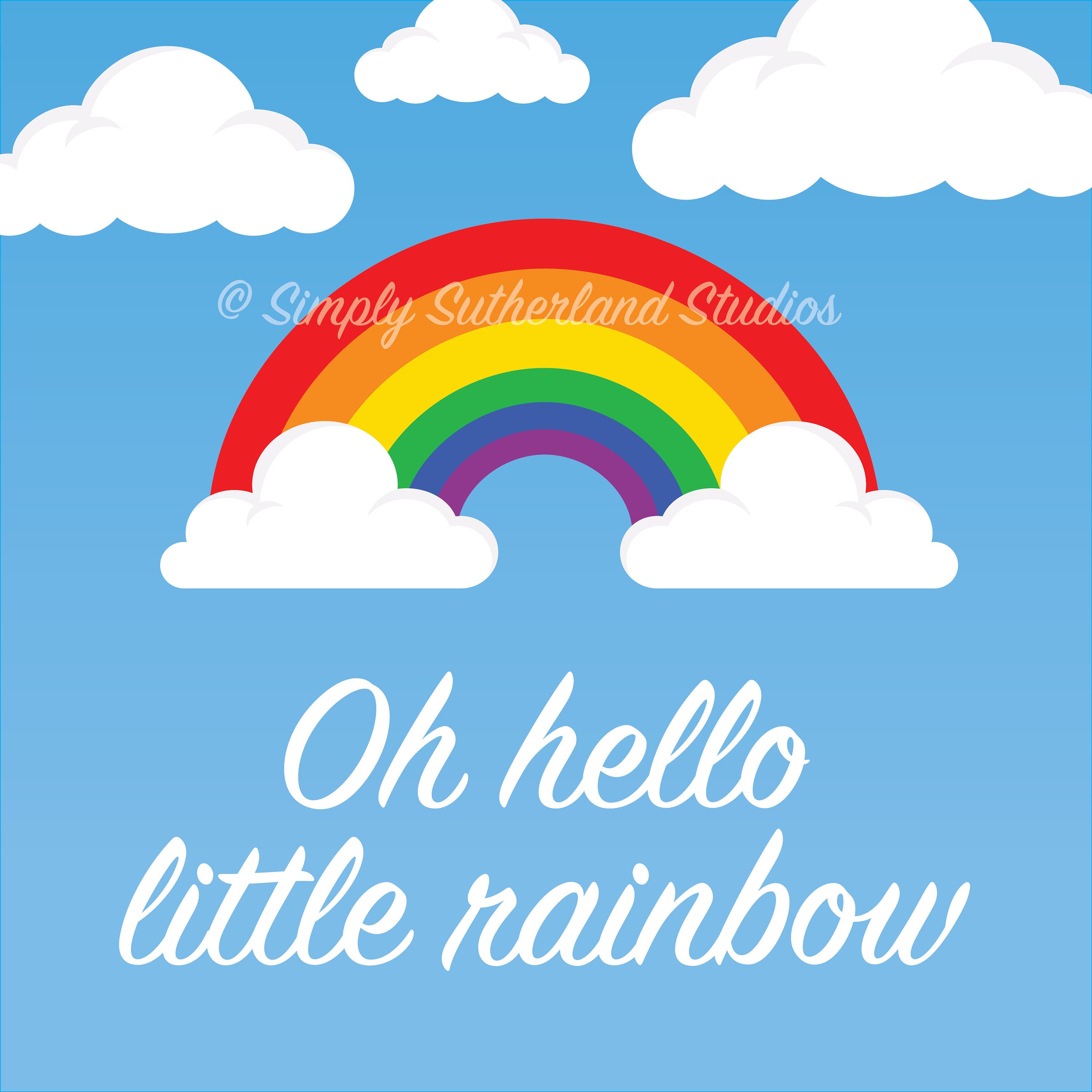 Oh Hello Little Rainbow, Rainbow Nursery Decor, Wall Art, Baby Gift ...