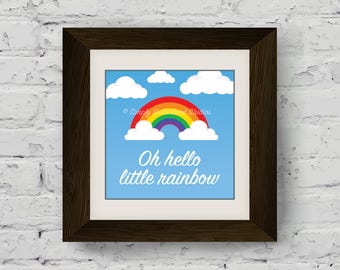 Oh Hello Little Rainbow, Rainbow Nursery Decor, Wall Art, Baby Gift, Nursery Art, Downloadable Print, Rainbow Baby, Nursery, Rainbow,Miracle