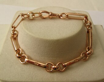 k Yellow Gold - Bolt Ring - BO2 3.10mm Oval Link Belcher Style Unisex Bracelet 21cm Length Genuine 375 9ct