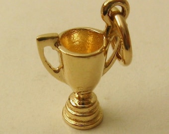 Genuine SOLID 9ct YELLOW GOLD 3D Cup Trophy winners charm/pendant
