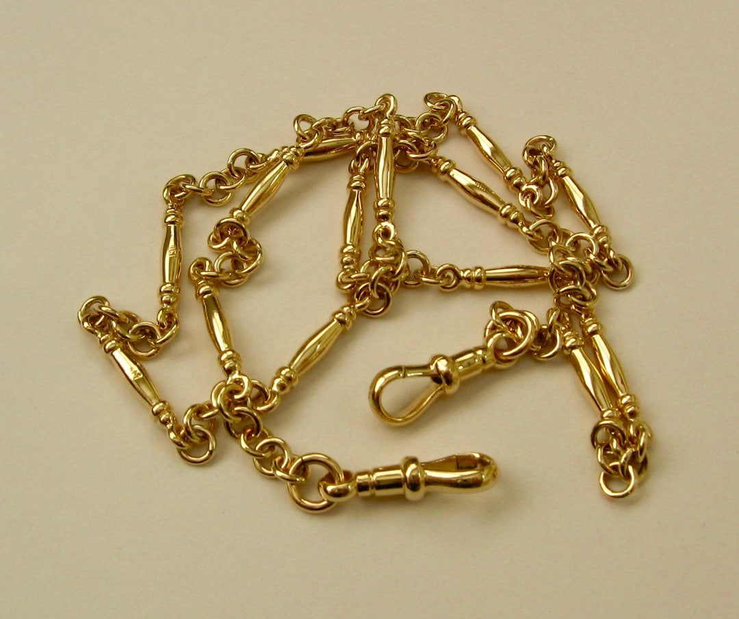Genuine SOLID 9K 9ct Yellow GOLD Albert Chain Necklace With Double ...