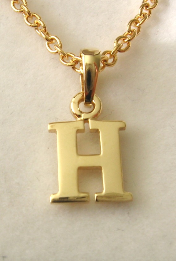 Genuine SOLID 9K 9ct YELLOW GOLD 3D Initial H Letter Pendant with Bail