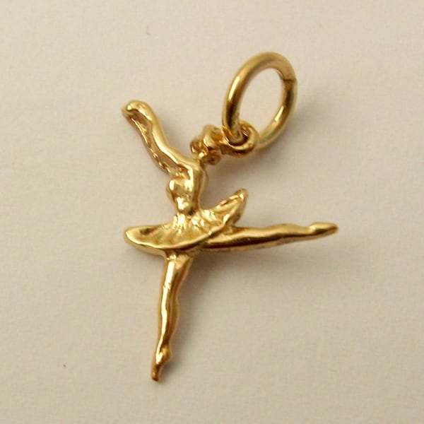 Genuine SOLID 9K 9ct YELLOW GOLD 3D Ballerina Dance charm/pendant Gift