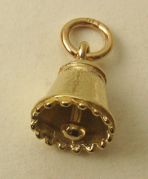 Genuine SOLID 9K 9ct Yellow GOLD 3D Christmas Bell  charm pendant