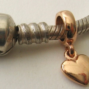 Genuine SOLID 9K 9ct Rose GOLD Charm Solid Love Heart Drop Bead