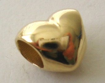 Genuine SOLID 9K 9ct YELLOW GOLD Charm Serenity Love Heart Bead Gift