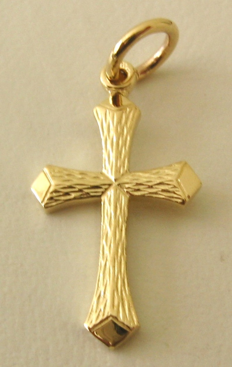 Genuine SOLID 9ct YELLOW GOLD Cross charm pendant image 1