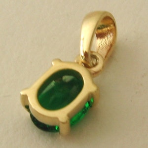 8x6mm Genuine SOLID 9K 9ct YELLOW GOLD May Birthstone Emerald Pendant Gift image 2