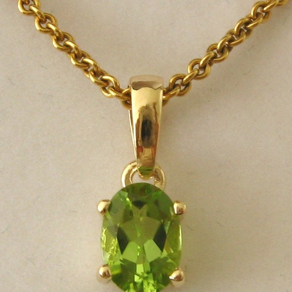 8x6mm Genuine SOLID 9K 9ct YELLOW GOLD August Birthstone Peridot Pendant Gift