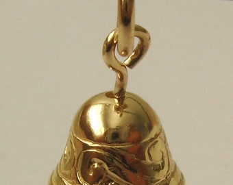 Genuine SOLID 9K 9ct YELLOW GOLD 3D Bell charm/pendant