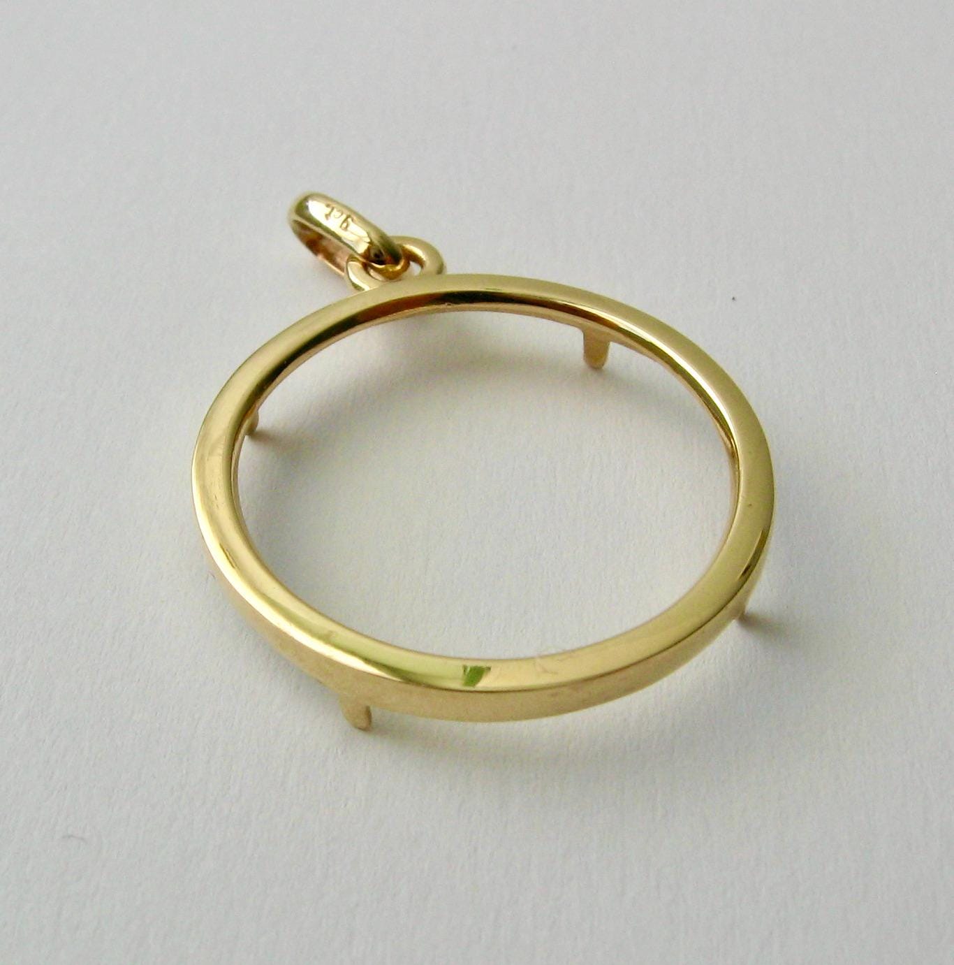 Genuine SOLID 9K 9ct Yellow GOLD HALF Sovereign Coin Holder Pendant