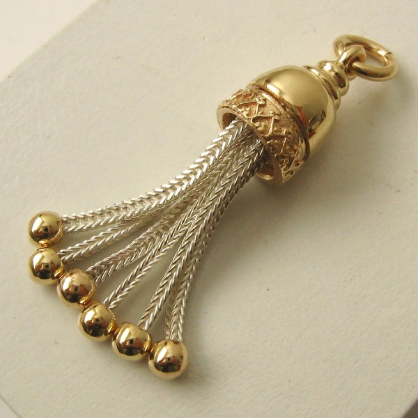 Genuine SOLID 9ct Yellow Gold  Victorian Albertina Tassel Pendant