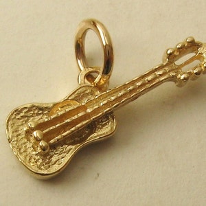 Genuine SOLID 9ct YELLOW GOLD Acoustic Guitar Musical Instrument charm pendant