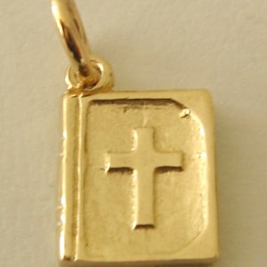 Genuine SOLID 9ct YELLOW GOLD 3D Bible Book Religion Gift charm pendant