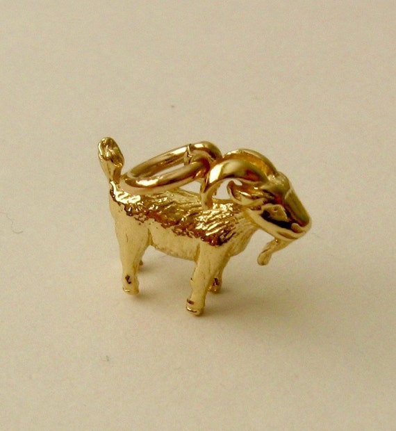 Silver Yellow Plated Goat Charm 25mm