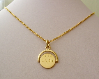 Genuine SOLID 9K 9ct YELLOW GOLD Spinning &quot; I Love You &quot; Love Valentine Wedding charm/pendant