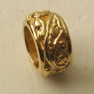 Genuine SOLID 9K 9ct YELLOW GOLD Charm Serenity Ornate Bead