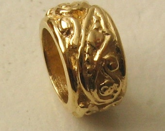 Genuine SOLID 9K 9ct YELLOW GOLD Charm Serenity Ornate Bead