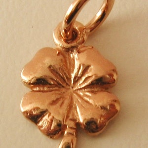 Genuine SOLID 9K 9ct ROSE GOLD 3D 4 Four Leaf Clover Shamrock Good Luck charm/pendant