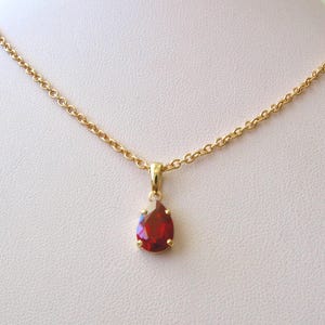 Pendentif rubis en forme de poire avec pierre de naissance de juillet en or massif 9 carats véritable 9 carats