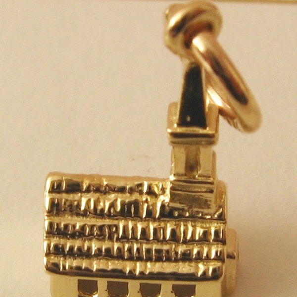 Genuine SOLID 9ct YELLOW GOLD 3D Church Wedding charm pendant