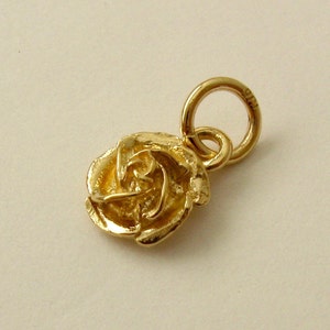 Genuine SOLID 9ct YELLOW GOLD English Rose charm pendant Gift