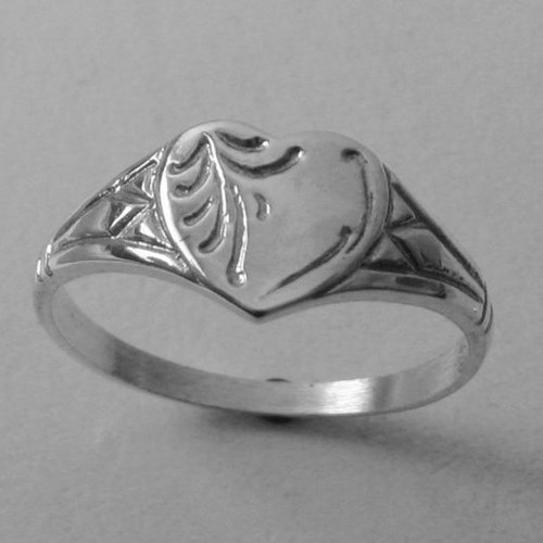 NEW GENUINE STERLING SILVER 925 HEART SIGNET RING CHOOSE YOUR SIZE & GEMSTONE