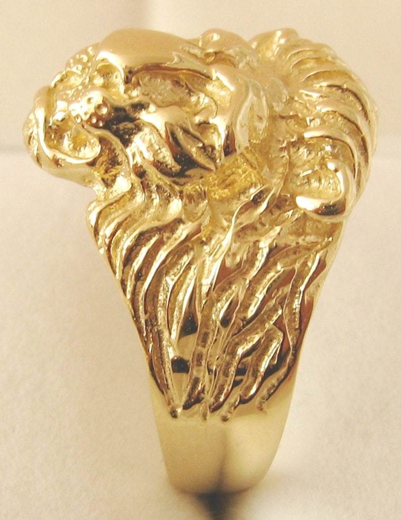 Genuine 9K 9ct Solid Gold Mens LION HEAD RING Size T/10 to Etsy