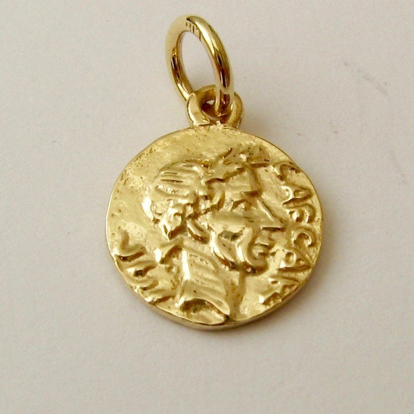 Genuine SOLID 9ct Yellow Gold Small Ancient Roman Republic Coin charm/pendant