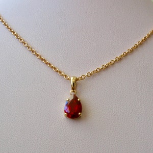 Genuine 9K 9ct Solid Gold July Birthstone Pear Shape Ruby Pendant