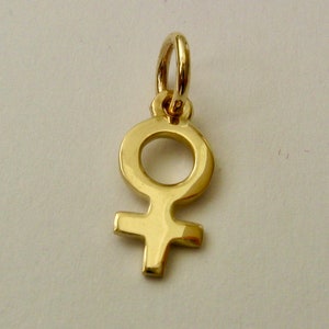 Dije/colgante con signo femenino tridimensional genuino de ORO AMARILLO SÓLIDO DE 9 quilates y 9 ct
