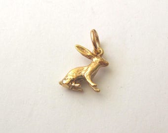 Genuine SOLID 9ct 9K YELLOW GOLD 3D Rabbit Animal Charm Pendant