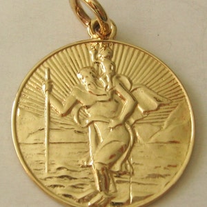 Große echte SOLID 9K 9ct GELBGOLD St Saint Christopher Anhänger Geschenk