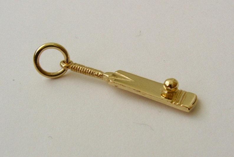 Genuine SOLID 9ct YELLOW GOLD Cricket Bat Sport charm pendant Etsy