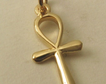 Genuine SOLID 9K 9ct Yellow Gold 3D Egyptian Ankh key of life charm/pendant Gift