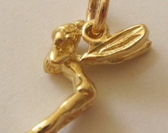 Genuine SOLID 9ct YELLOW GOLD Tinker Bell charm pendant