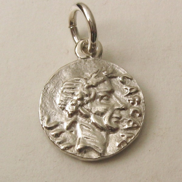 Genuine SOLID 925 STERLING SILVER Small Ancient Roman Republic Coin charm/pendant