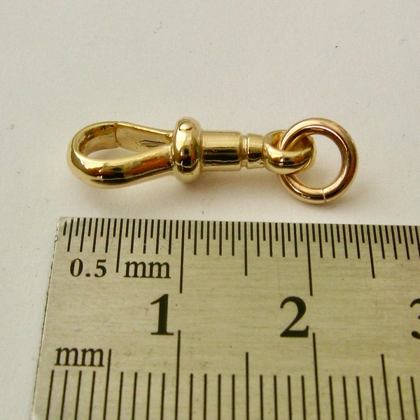 21 mm echter Albert-Verschluss-Hundeclip aus massivem 9-karätigem 9-Karat-Gelbgold mit Sprungring