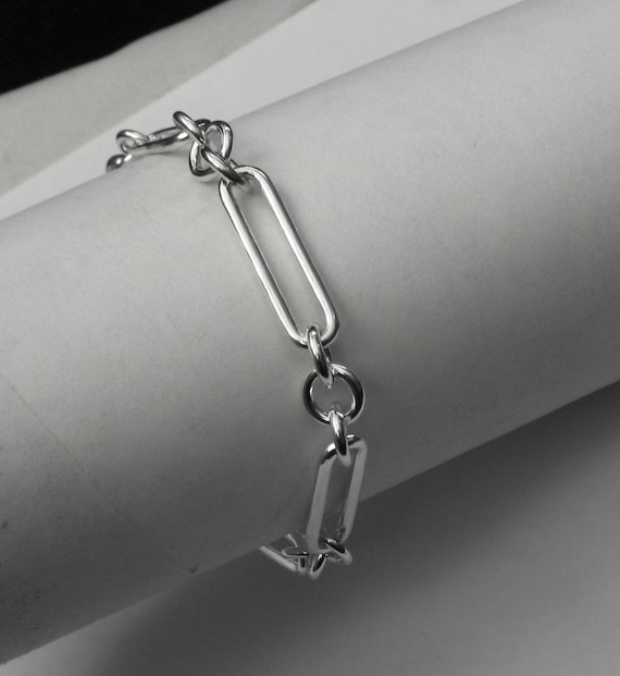 Genuine SOLID 925 STERLING SILVER Trombone Link Albert Bracelet