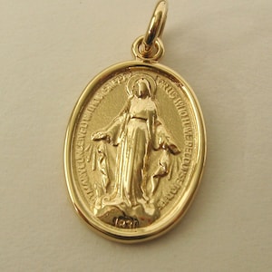 Heavy Genuine SOLID 9K 9ct YELLOW GOLD Miraculous Saint Mary Medal Madonna Pendant