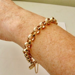 Gold Padlock Bracelet Real Yellow 18K Filled Belcher Antique Boltring 20cm - Foto 5