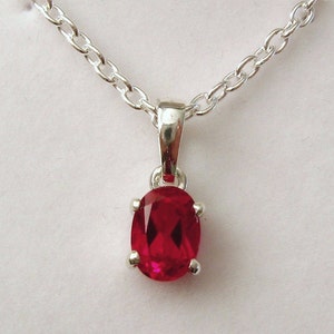 8x6mm Genuine SOLID 925 STERLING SILVER July Birthstone Ruby Pendant