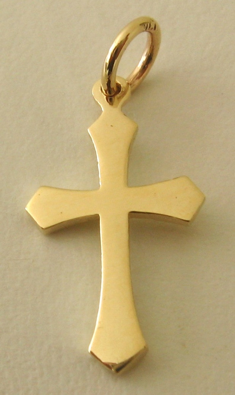 Genuine SOLID 9ct YELLOW GOLD Cross charm pendant image 2