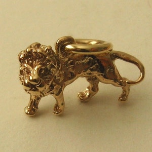 Genuine SOLID 9K 9ct YELLOW GOLD 3D Leo Zodiac Sign King Lion Animal charm/pendant Gift