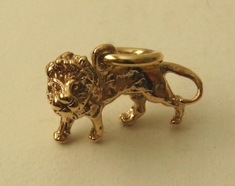 Genuine SOLID 9K 9ct YELLOW GOLD 3D Leo Zodiac Sign King Lion Animal charm/pendant Gift