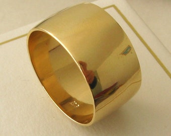 Genuine SOLID 9ct Yellow Gold 10 mm Wide Wedding Band Dome Ring Size T  (10 US)
