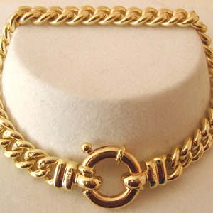 Genuine SOLID 9K 9ct YELLOW GOLD Round Curb Bracelet with Bolt Ring Clasp 19 cm