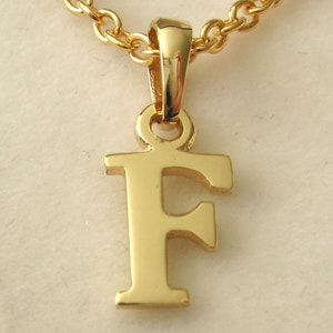 Genuine SOLID 9K 9ct YELLOW GOLD 3D Initial F Letter Pendant with Bail