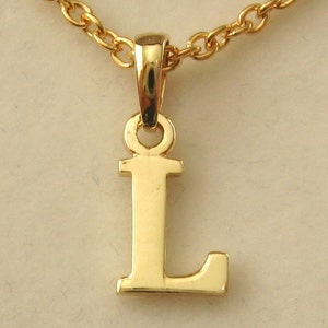 Colgante con letra inicial L en 3D en oro amarillo macizo de 9 quilates auténtico de 9 quilates con enganche